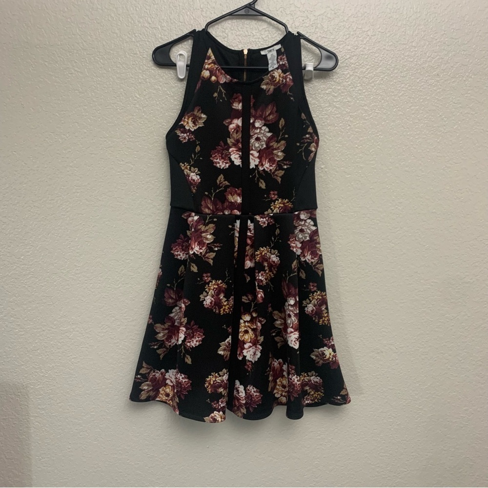 Bar III Women’s Floral Print Pleated Zip Back Midi Dress Medium